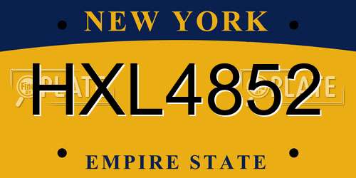 HXL4852 New York License Plate