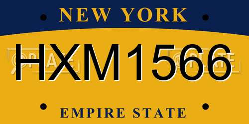 HXM1566 New York License Plate