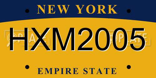 HXM2005 New York License Plate