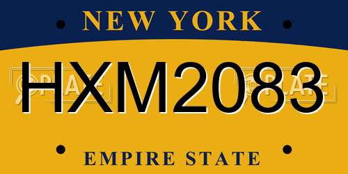 HXM2083 New York License Plate