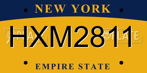 HXM2811 New York License Plate