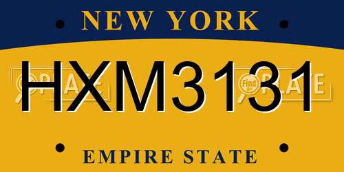 HXM3131 New York License Plate