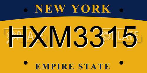 HXM3315 New York License Plate