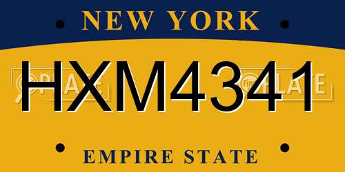 HXM4341 New York License Plate