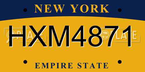 HXM4871 New York License Plate