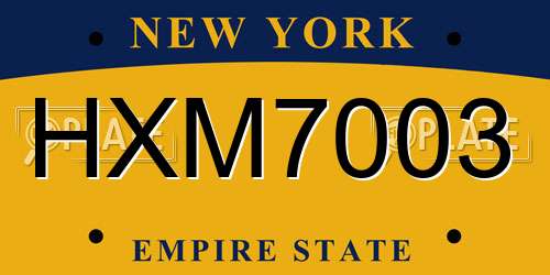 HXM7003 New York License Plate
