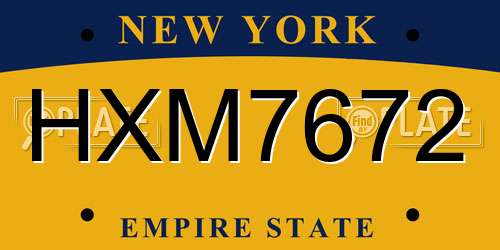 HXM7672 New York License Plate