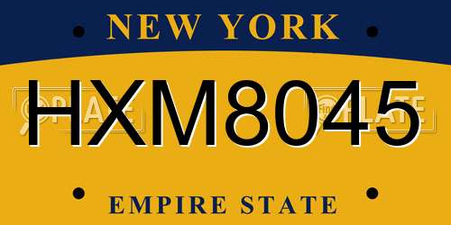 HXM8045 New York License Plate