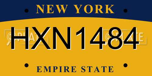 HXN1484 New York License Plate