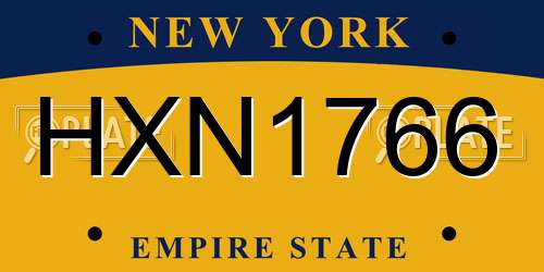 HXN1766 New York License Plate