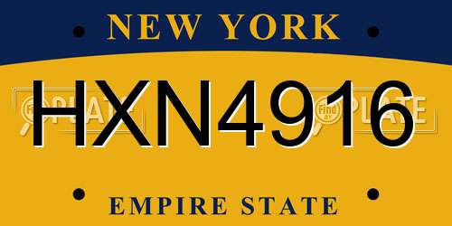 HXN4916 New York License Plate