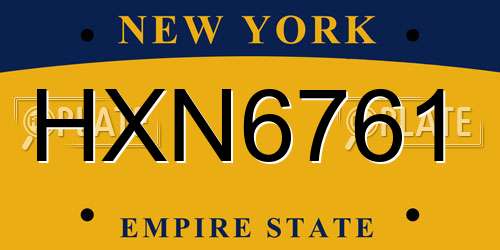 HXN6761 New York License Plate