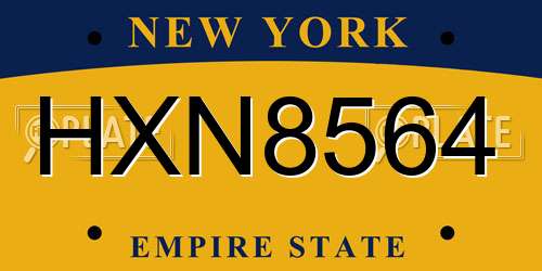 HXN8564 New York License Plate