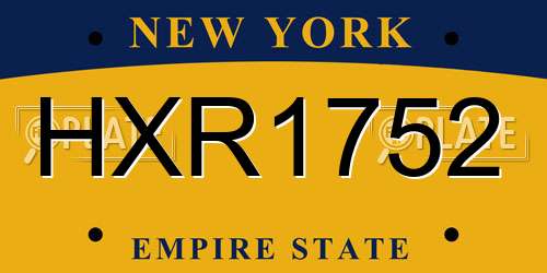 HXR1752 New York License Plate