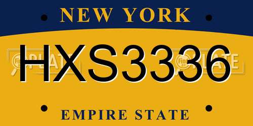 HXS3336 New York License Plate