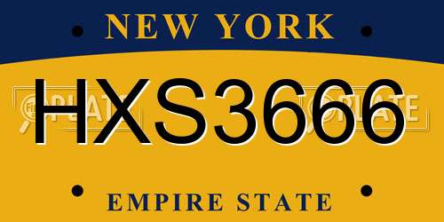 HXS3666 New York License Plate