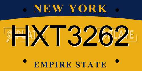 HXT3262 New York License Plate