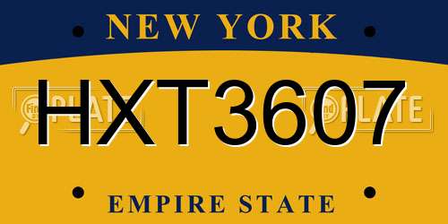 HXT3607 New York License Plate