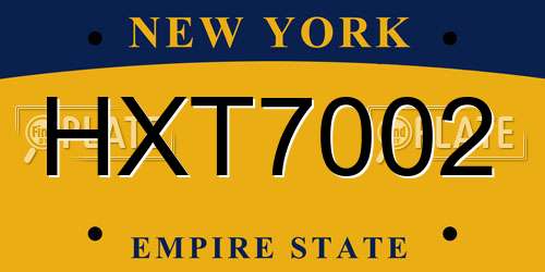 HXT7002 New York License Plate