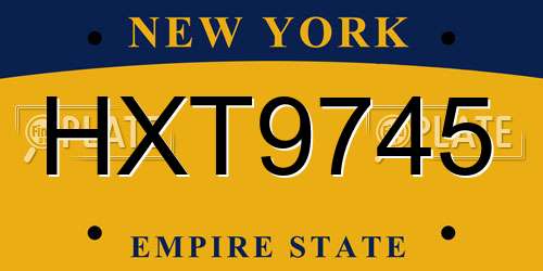 HXT9745 New York License Plate