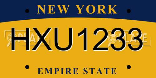 HXU1233 New York License Plate