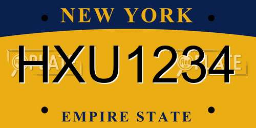 HXU1234 New York License Plate
