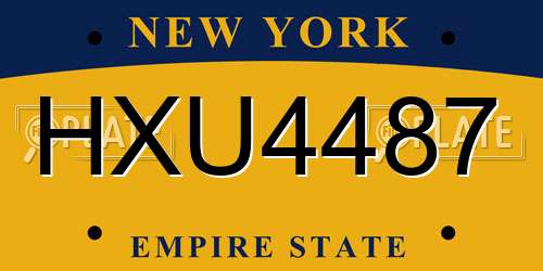 HXU4487 New York License Plate