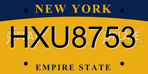 HXU8753 New York License Plate