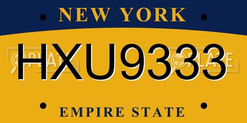 HXU9333 New York License Plate