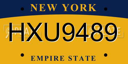 HXU9489 New York License Plate