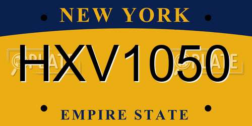 HXV1050 New York License Plate
