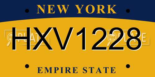HXV1228 New York License Plate