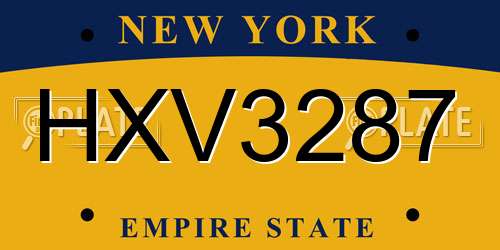 HXV3287 New York License Plate