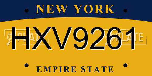 HXV9261 New York License Plate