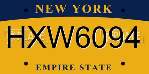 HXW6094 New York License Plate