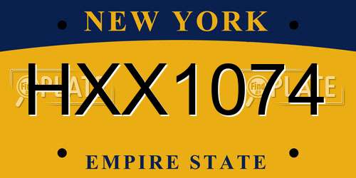 HXX1074 New York License Plate