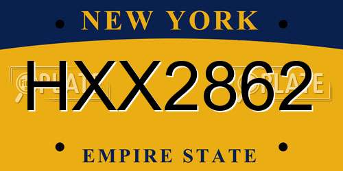 HXX2862 New York License Plate