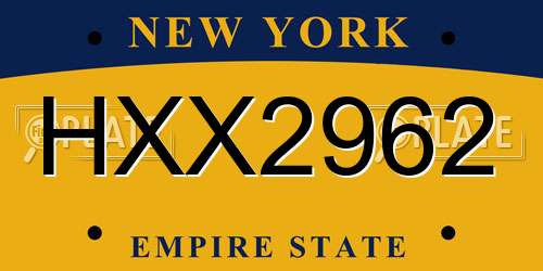 HXX2962 New York License Plate