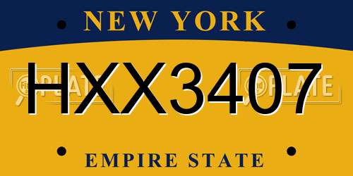 HXX3407 New York License Plate