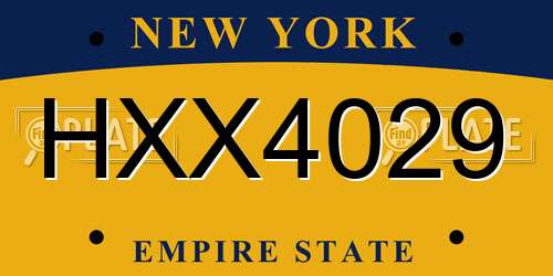 HXX4029 New York License Plate