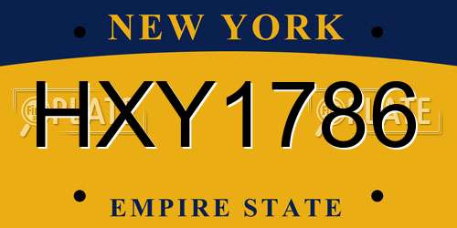 HXY1786 New York License Plate