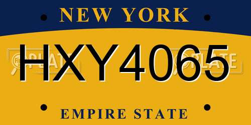 HXY4065 New York License Plate