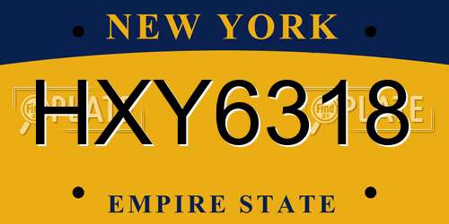 HXY6318 New York License Plate