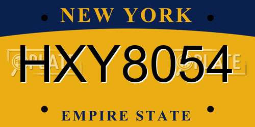 HXY8054 New York License Plate