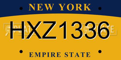 HXZ1336 New York License Plate