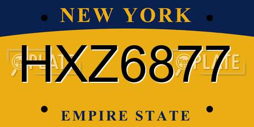 HXZ6877 New York License Plate