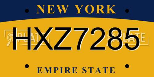 HXZ7285 New York License Plate