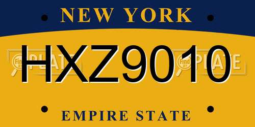 HXZ9010 New York License Plate