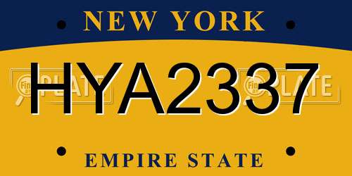 HYA2337 New York License Plate