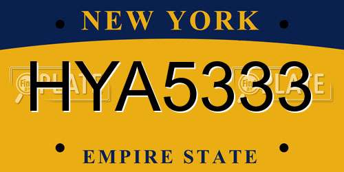 HYA5333 New York License Plate